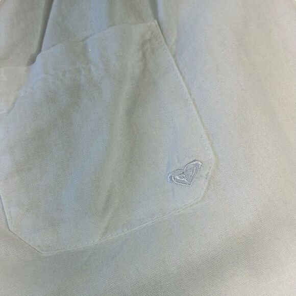 Roxy White Linen Blend Oceanside Flared Pants, M - Picture 6 of 11